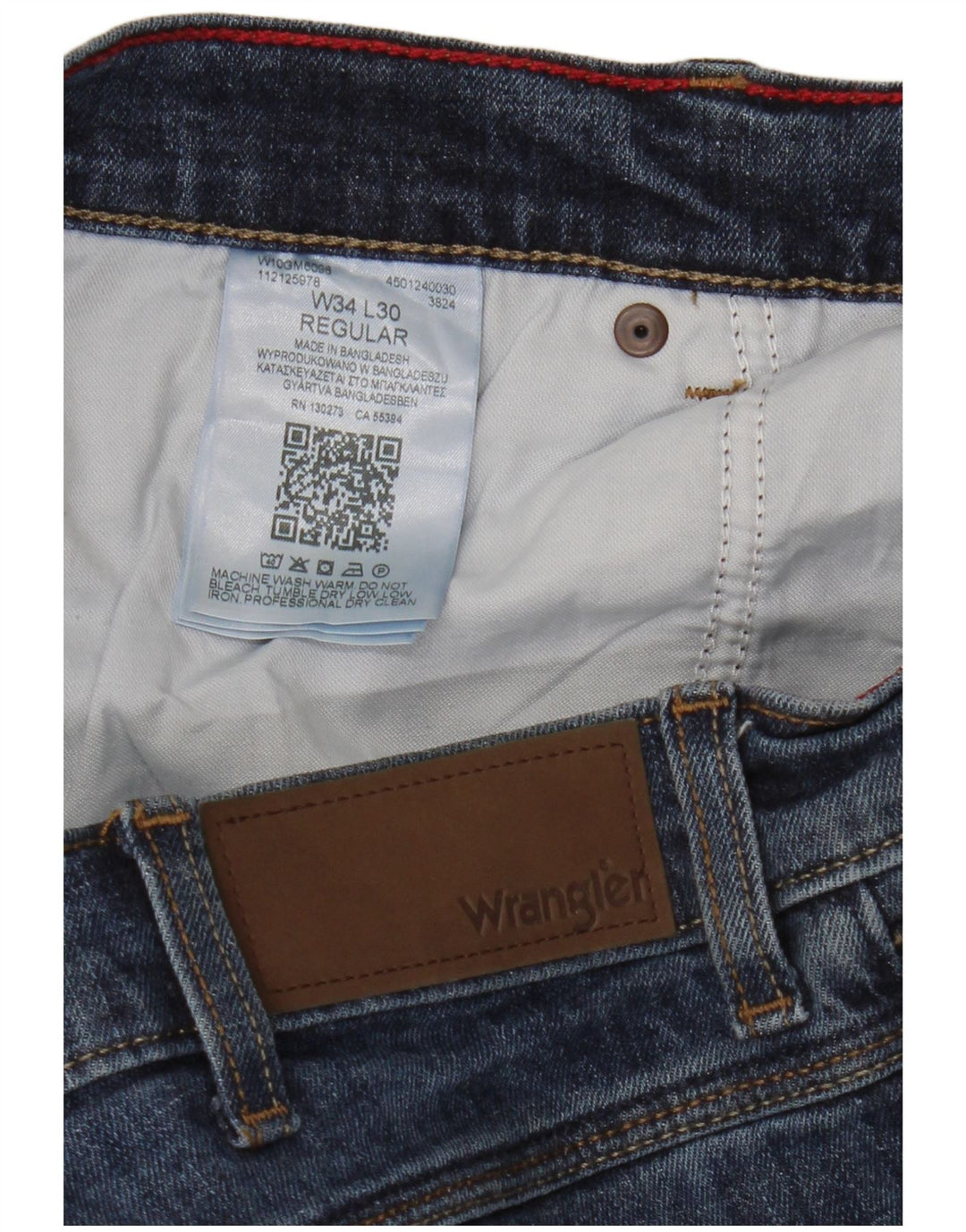Мужские обычные прямые джинсы Wrangler W34 L30, синий хлопок