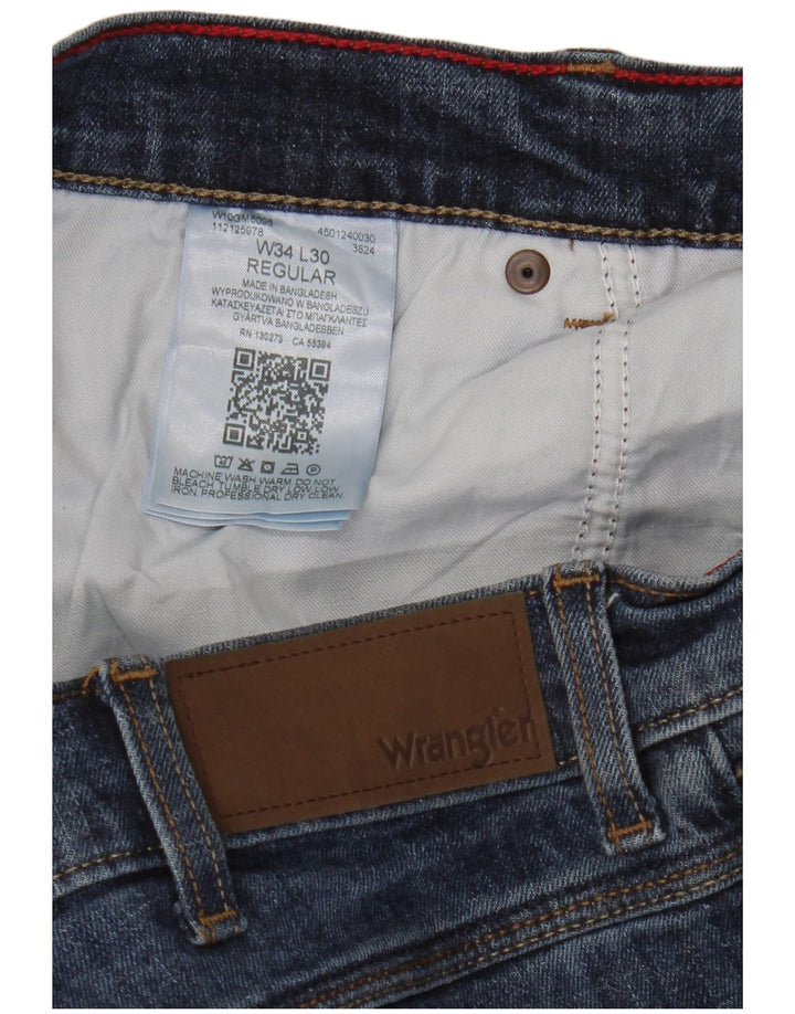 Мужские обычные прямые джинсы Wrangler W34 L30, синий хлопок