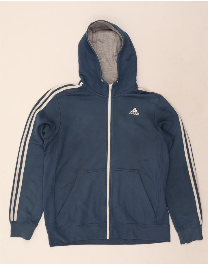 Мужской свитер с капюшоном Adidas Climalite на молнии, большой темно-синий из полиэстера