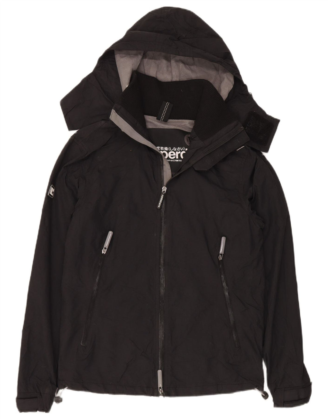 Женская ветровка с капюшоном Superdry UK 14, средний черный нейлон