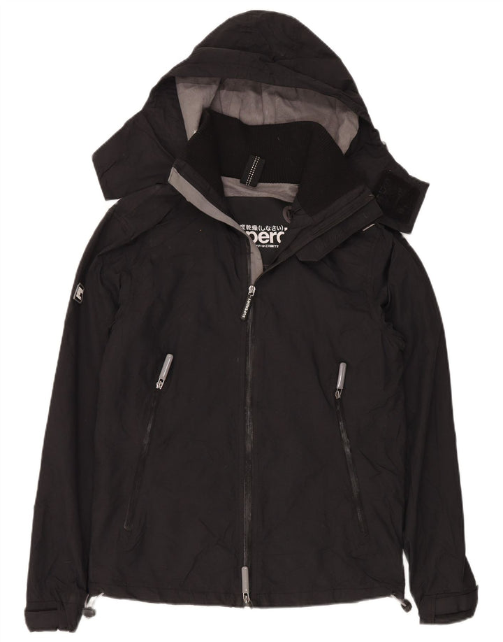 Женская ветровка с капюшоном Superdry UK 14, средний черный нейлон
