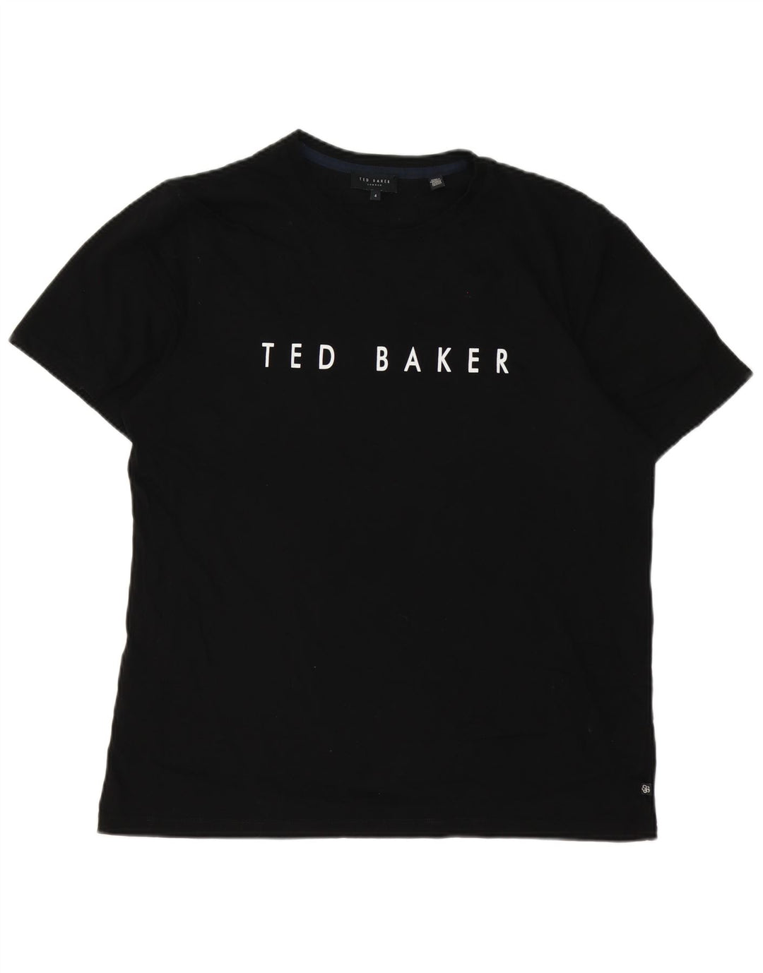 Мужская футболка с рисунком Ted Baker, размер 4, большая, черная, хлопковая