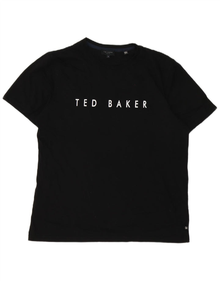 Мужская футболка с рисунком Ted Baker, размер 4, большая, черная, хлопковая