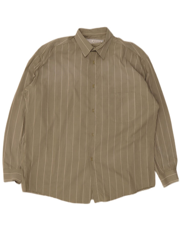 Vintage Mens Shirt Medium Khaki Striped