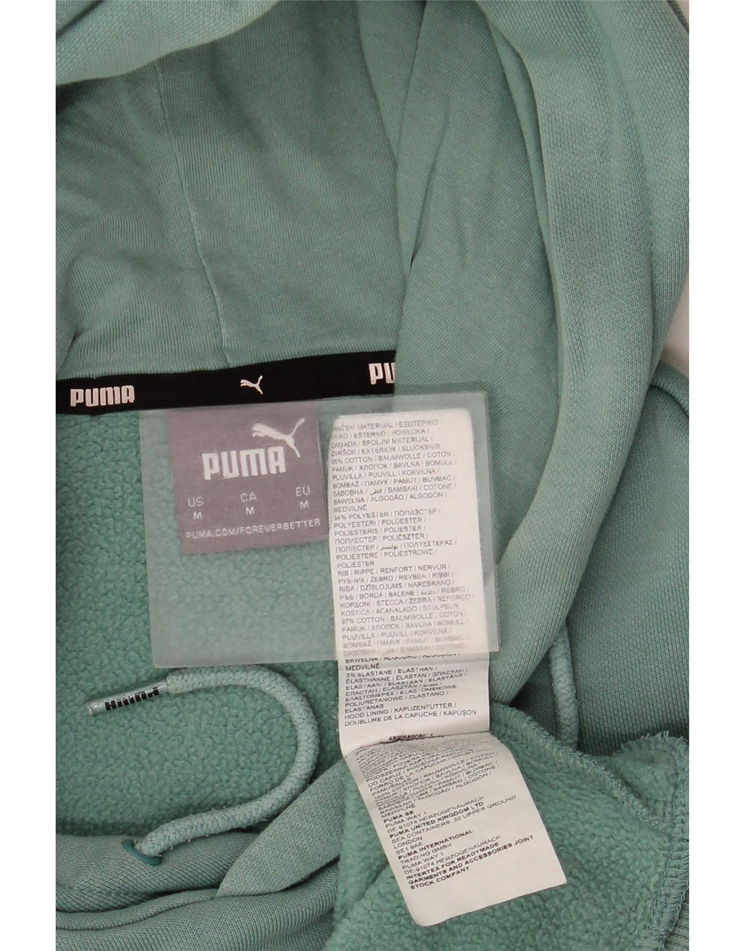 Мужской джемпер с капюшоном Puma, хлопковый средний зеленый цвет