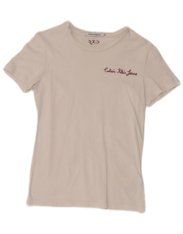 Женская футболка Calvin Klein Jeans Top UK 8, маленькая, белый хлопок