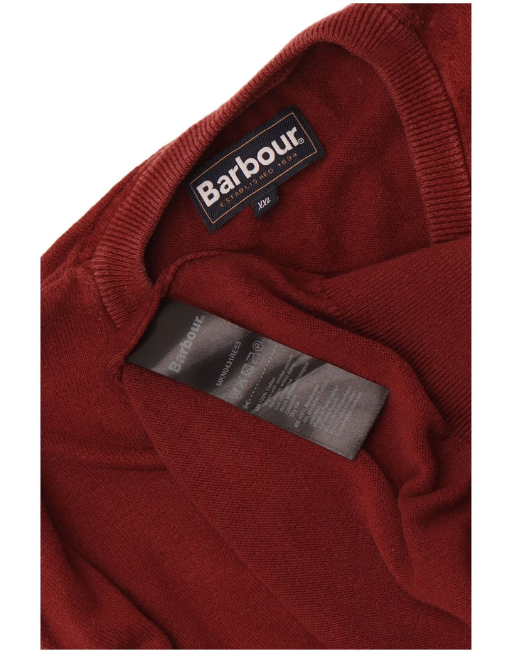 Мужской джемпер с v-образным вырезом Barbour 2XL, темно-бордовый хлопок