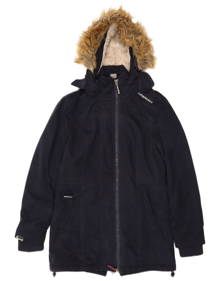 Женская парка с капюшоном Superdry Windparka UK 14, средний темно-синий
