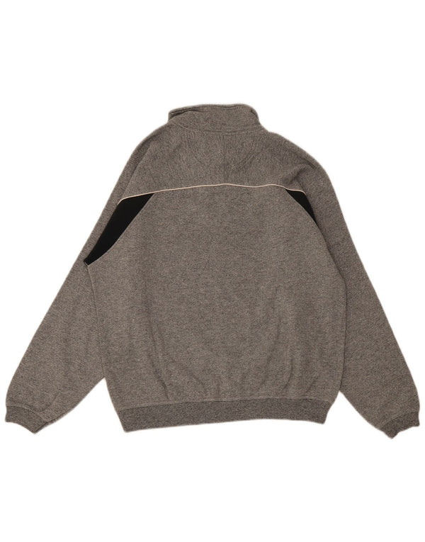 Champion Mens Zip Neck Sweatshirt Jumper Medium Grey Colourblock Cotton