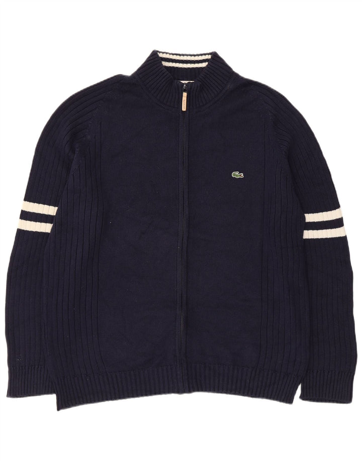 Мужской кардиган Lacoste, размер 6 XL, хлопковый темно-синий в полоску