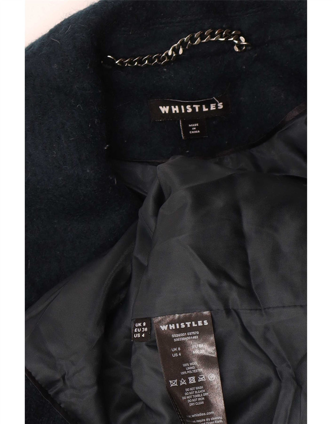 Женское пальто оверсайз Whistles UK 8, маленькое темно-синее шерстяное пальто