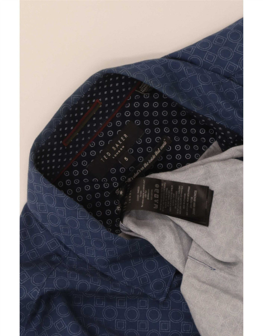 Мужская рубашка Ted Baker, размер 5 XL, синяя хлопковая с геометрическим рисунком