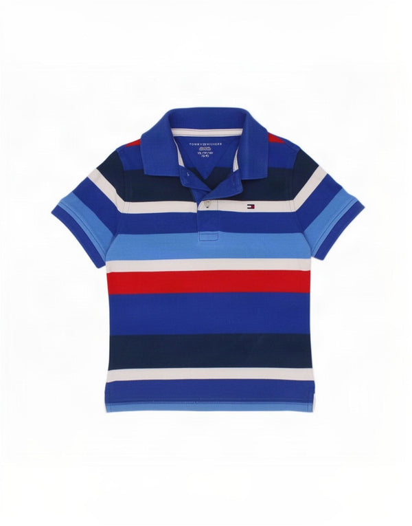 Рубашка-поло Tommy Hilfiger для мальчиков 4–5 лет, хлопок в синюю полоску размера XS