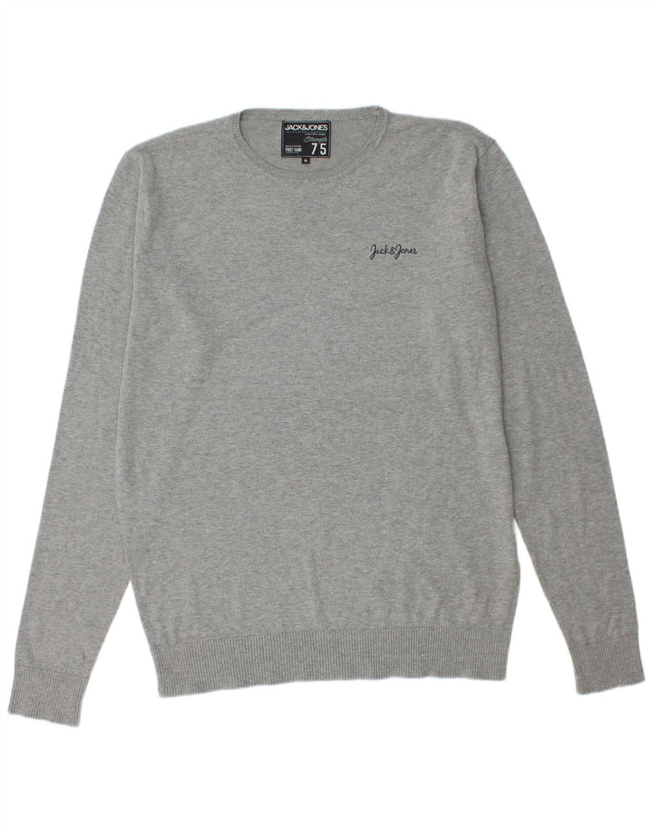 Мужской свитер с круглым вырезом Jack & Jones XL, серый в крапинку