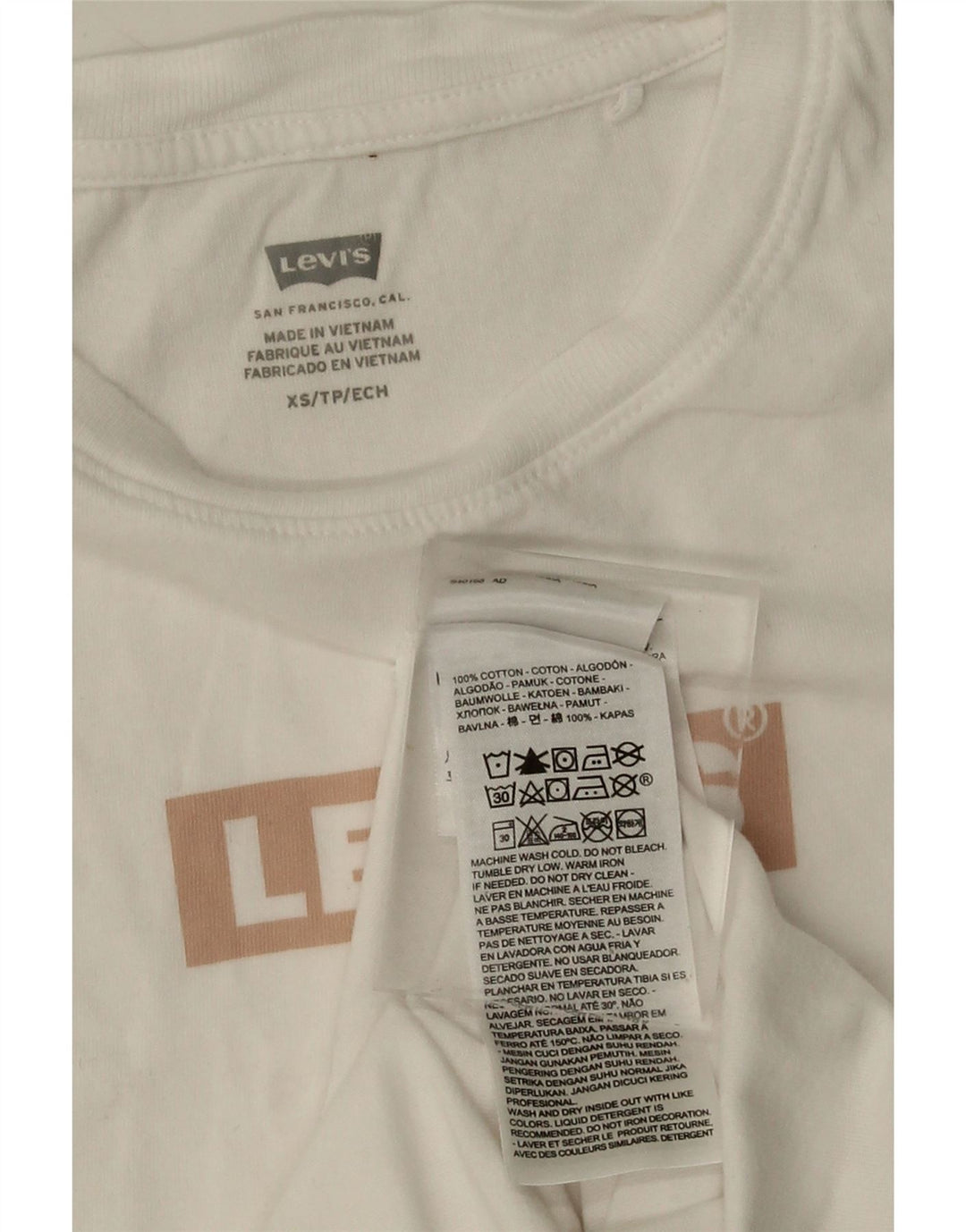LEVI'S Womens Graphic Vest Top UK 6 XS White Cotton Vintage Levi's and Second-Hand Levi's from Messina Hembry 
