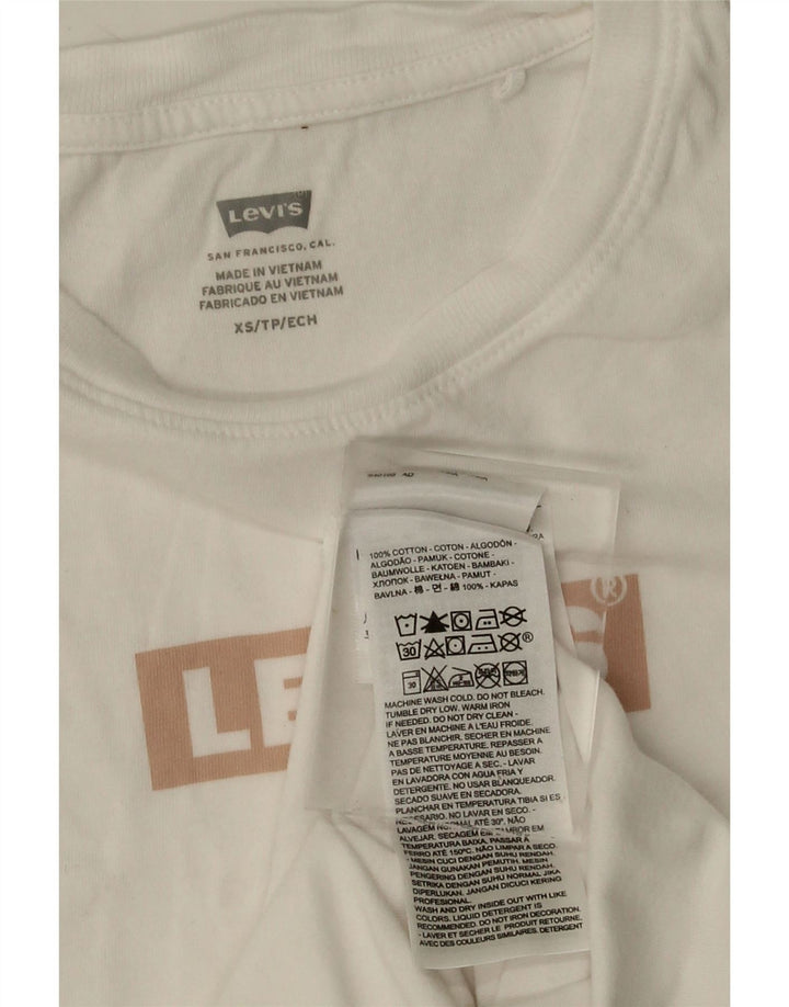LEVI'S Womens Graphic Vest Top UK 6 XS White Cotton Vintage Levi's and Second-Hand Levi's from Messina Hembry 