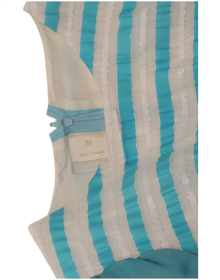 Винтажное женское платье макси IT 36 XS, полиэстер в синюю полоску