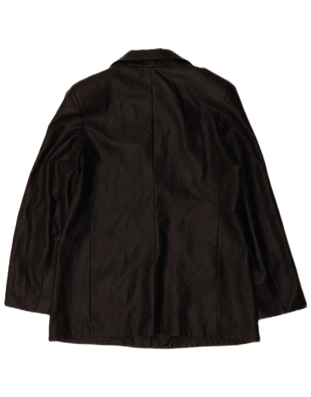 ВИНТАЖНЫЙ женский пиджак из искусственной кожи на 1 пуговице, Великобритания 12, средний черный