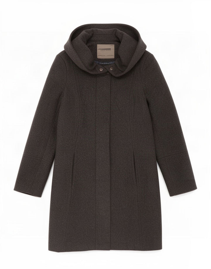 Женское пальто с капюшоном Zara UK 10, маленькое, черное, шерстяное