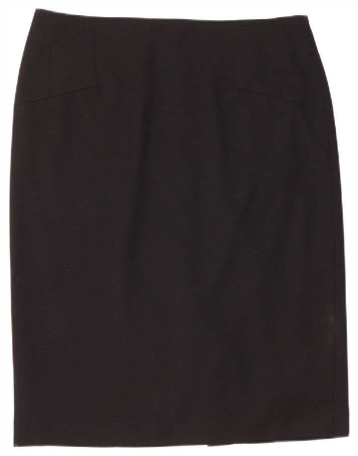 REISS Womens Straight Skirt UK 14 Large W32  Black Wool