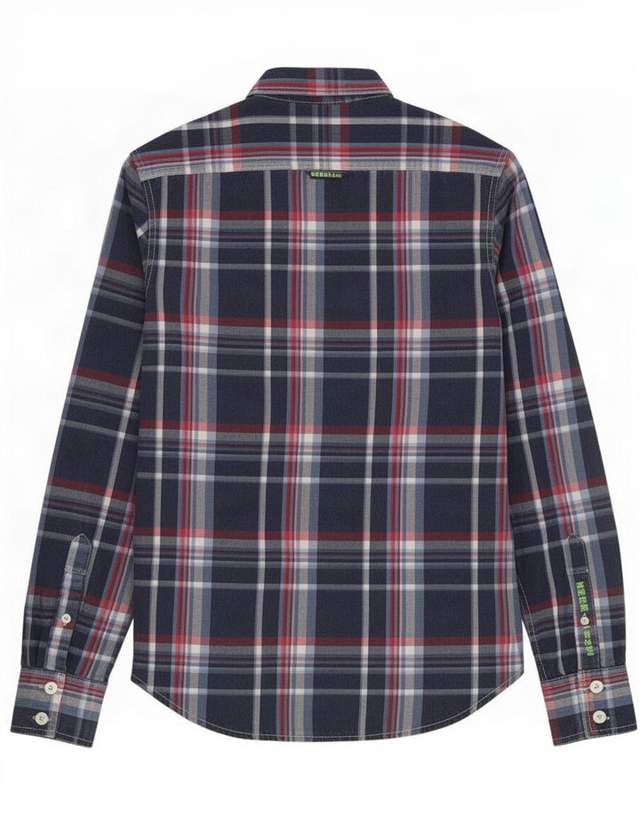 Мужская рубашка Superdry XL, темно-синяя клетка, хлопок
