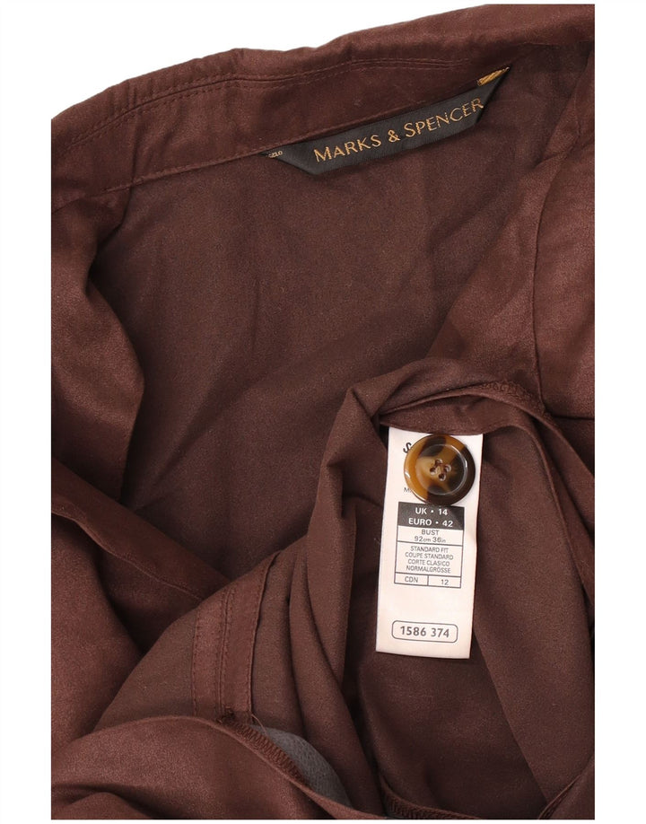 Женский пиджак с 3 пуговицами Marks & Spencer, Великобритания 14, большой коричневый полиэстер