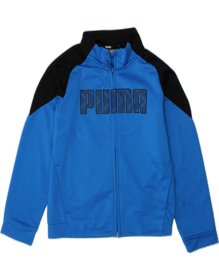 PUMA Boys Graphic Tracksuit Top Jacket 7-8 Years Blue Colourblock Vintage Puma and Second-Hand Puma from Messina Hembry 