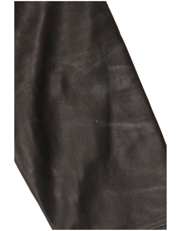 JAEGER Женская кожаная куртка UK 12 средний черный кожаный