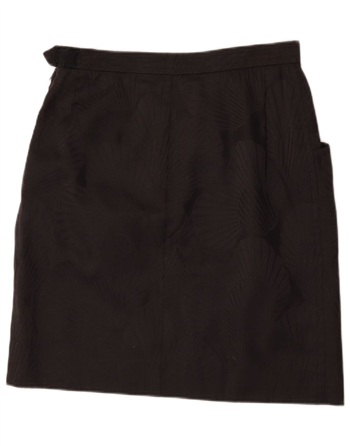 Saint Laurent Женская прямая юбка IT 42 Medium W30 Черная дизайнерская с цветочным принтом