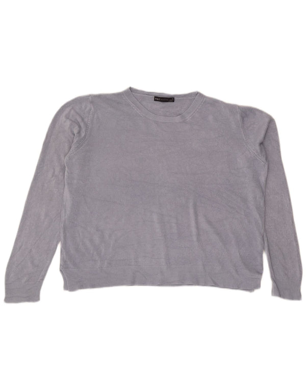 Женский укороченный джемпер с вырезом лодочкой Marks & Spencer UK 22 2XL, синий акрил