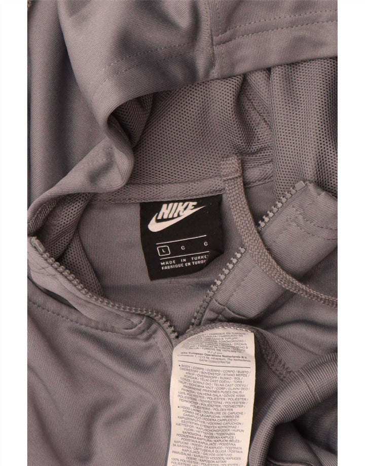 Мужской свитер с капюшоном и молнией с графическим рисунком Nike, большой серый полиэстер с цветными блоками