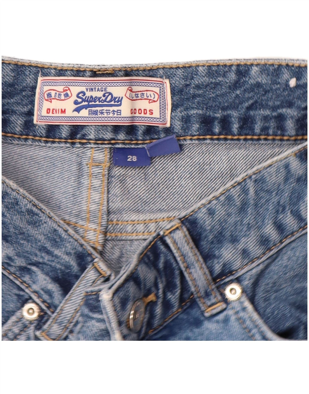 Женские джинсовые шорты Superdry W28, хлопковые, среднего синего цвета