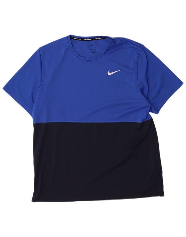 Женская футболка Nike Dri Fit Top UK 16, большой синий полиэстер с цветными блоками