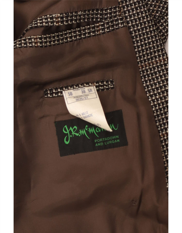 Винтажный мужской двубортный пиджак IT 50, большая коричневая клетка в клетку