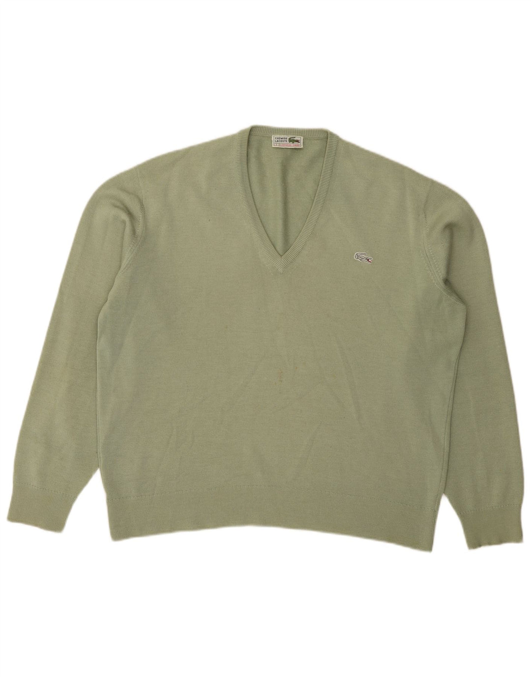 Мужской джемпер с v-образным вырезом Lacoste, размер 7, 2XL, зеленый