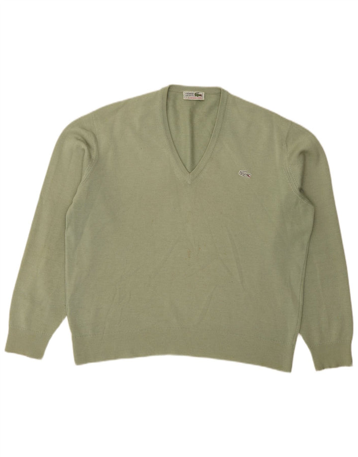 Мужской джемпер с v-образным вырезом Lacoste, размер 7, 2XL, зеленый