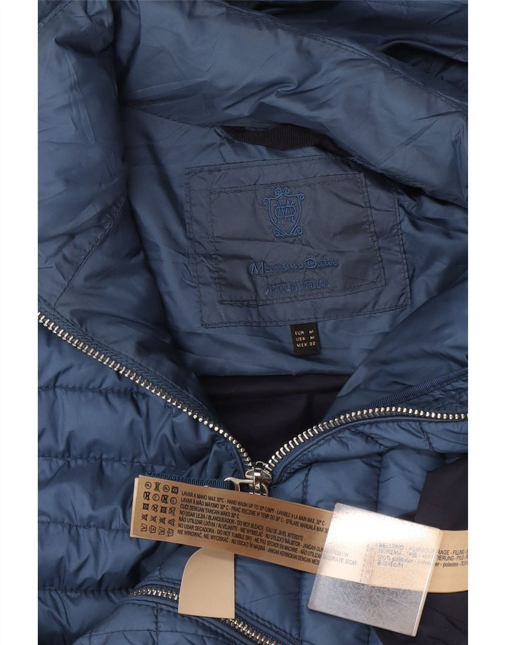Женский утепленный жилет с капюшоном Massimo Dutti UK 12, средний синий полиэстер