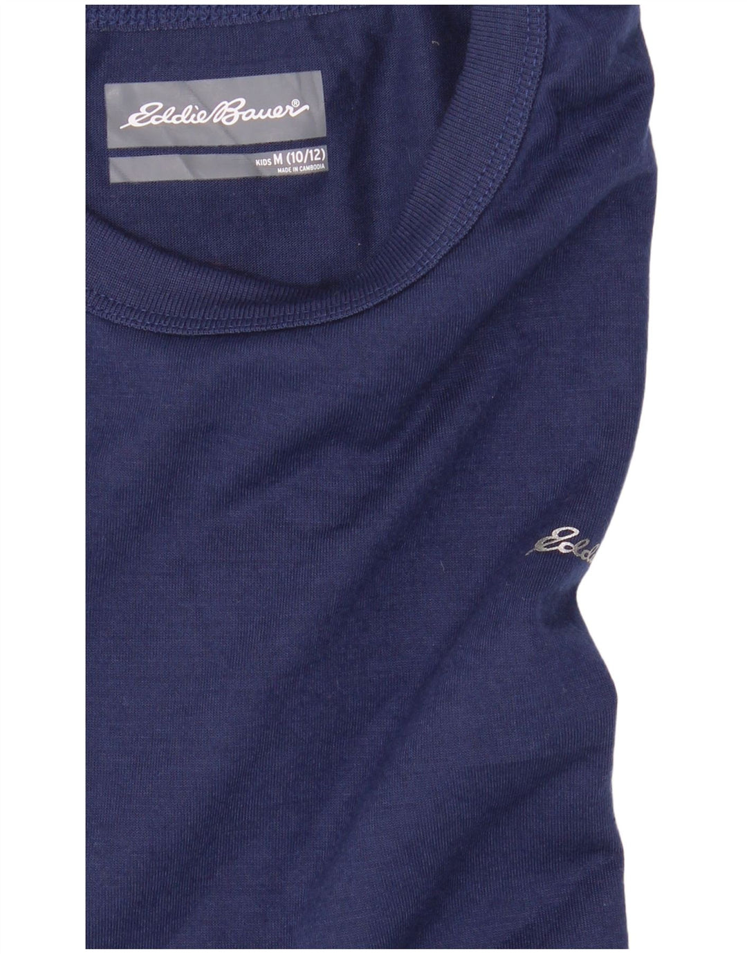 EDDIE BAUER Boys T-Shirt Top 10-11 Years Medium Navy Blue Polyester
