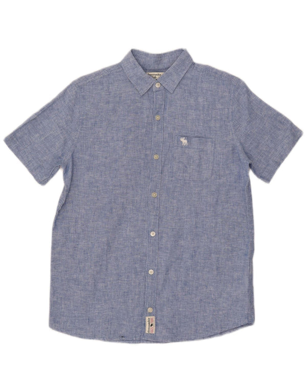 Abercrombie & Fitch Boys Short Sleeve Shirt 15-16 Years Blue Linen
