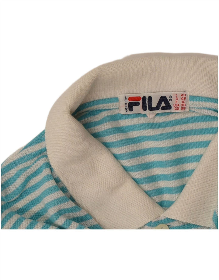 Мужская рубашка-поло Fila IT 48 Medium Бирюзовая в тонкую полоску
