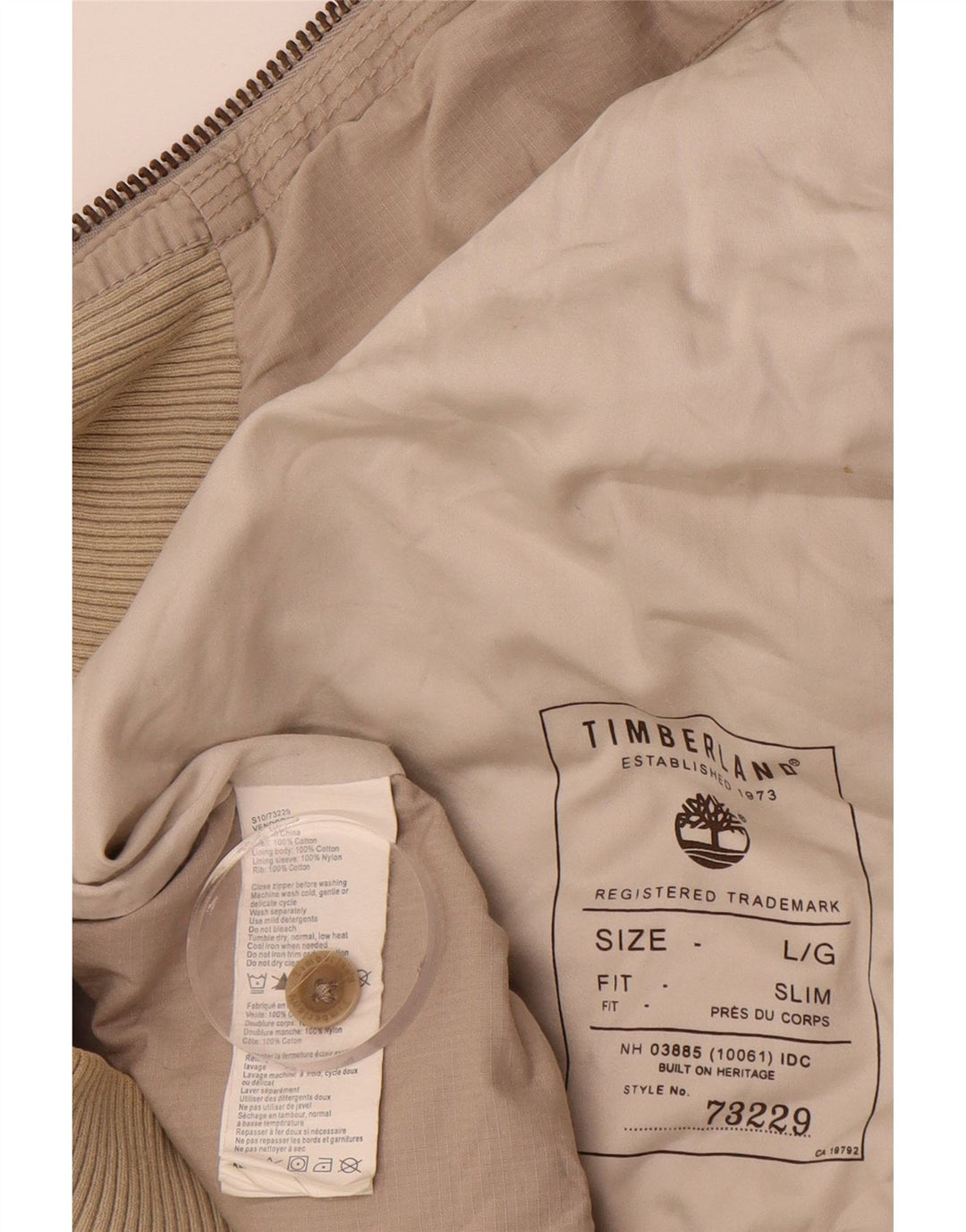 TIMBERLAND Mens Slim Fit Bomber Jacket UK 40 Large Grey Cotton