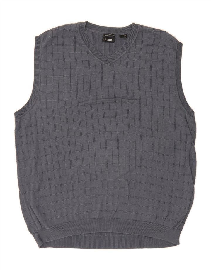 IZOD Mens Vest Tank Top XL Grey Check Cotton Vintage Izod and Second-Hand Izod from Messina Hembry 