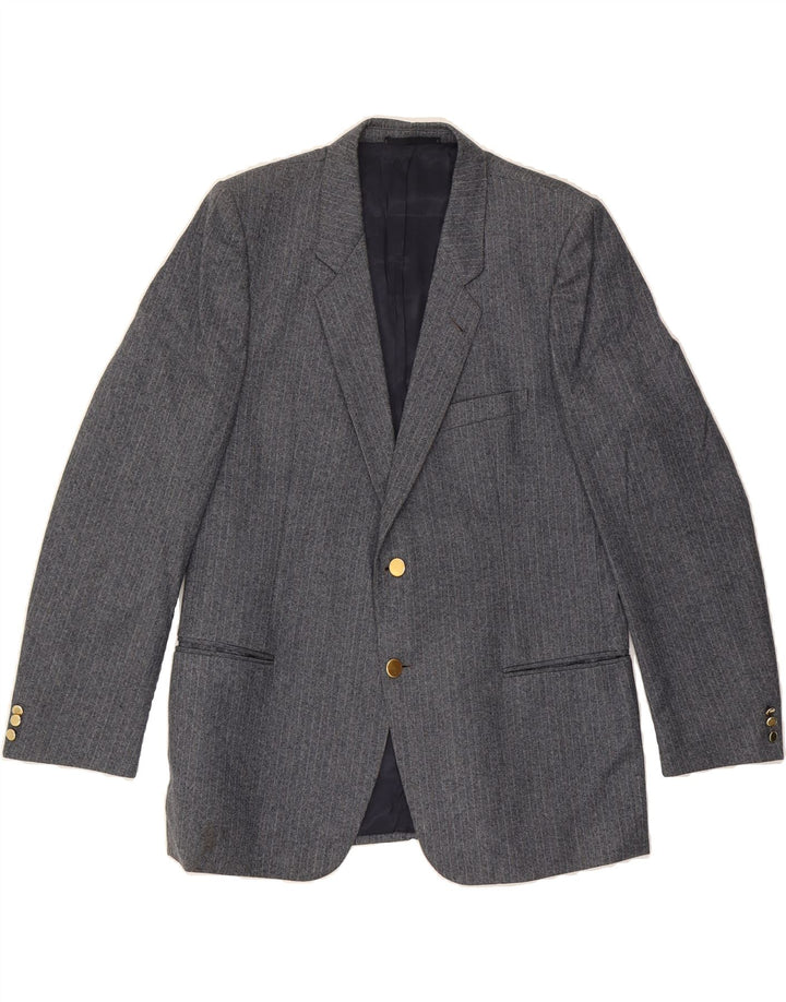 VINTAGE Mens 2 Button Blazer Jacket EU 42 XL Navy Blue Pinstripe Classic Vintage Vintage and Second-Hand Vintage from Messina Hembry 