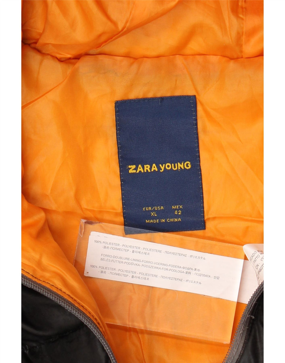 Утепленная куртка Zara для мальчиков с капюшоном 13-14 лет, XL, черный полиэстер