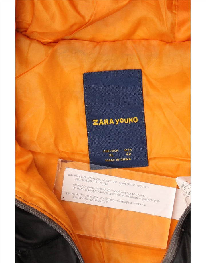 Утепленная куртка Zara для мальчиков с капюшоном 13-14 лет, XL, черный полиэстер