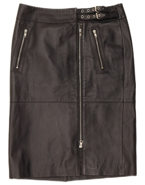 Винтажная женская кожаная юбка US 8 Medium W30, черная кожа