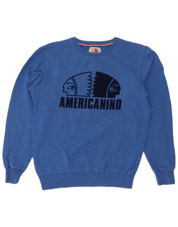 Свитшот с рисунком Americanino для мальчиков 13-14 лет, синий хлопок