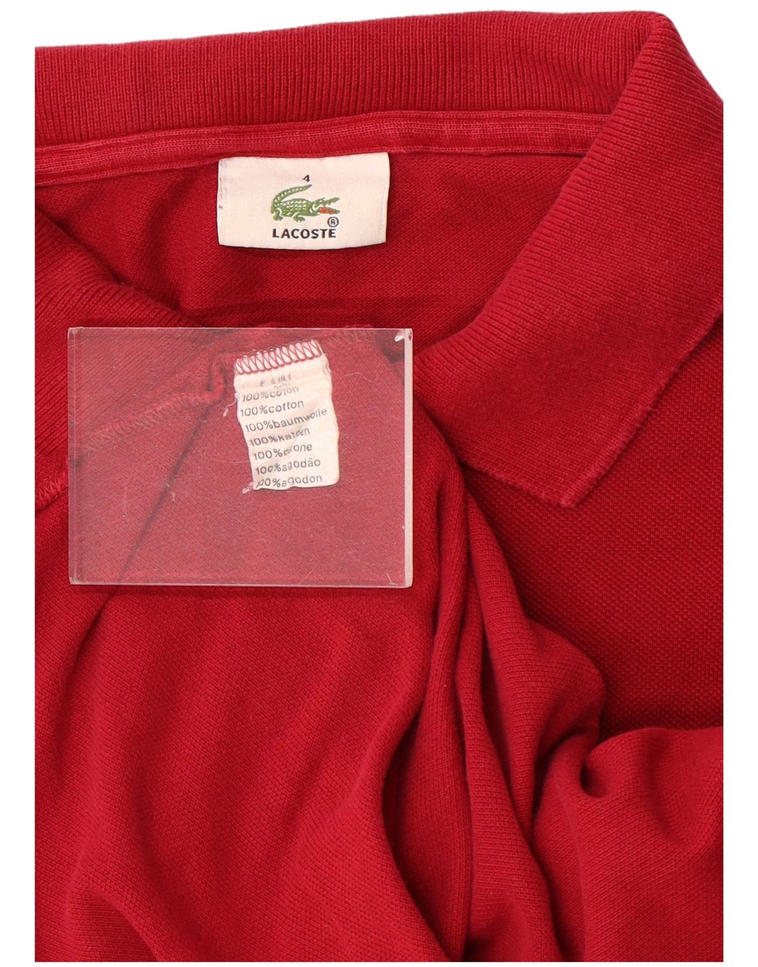 Мужская рубашка-поло с длинным рукавом Lacoste, размер 4, средний красный хлопок, размер 4