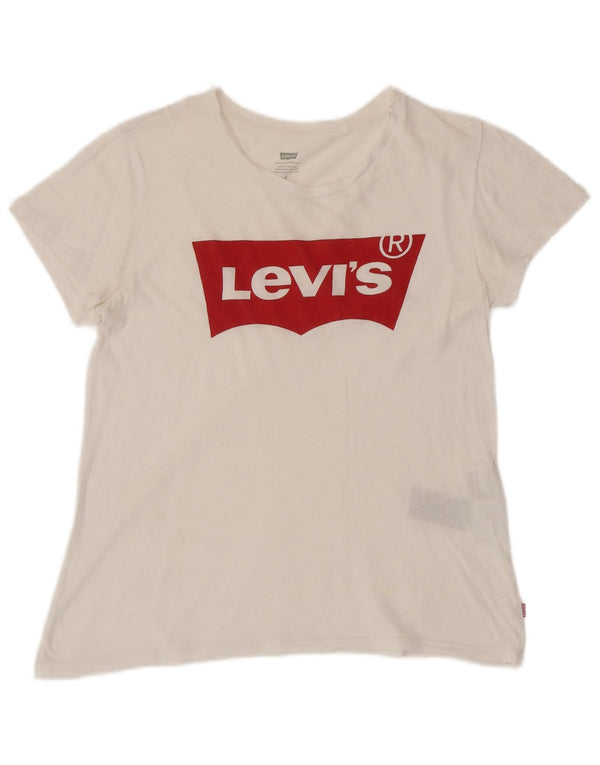 Женская футболка с рисунком LEVI'S Top UK 12, средний размер, белый хлопок
