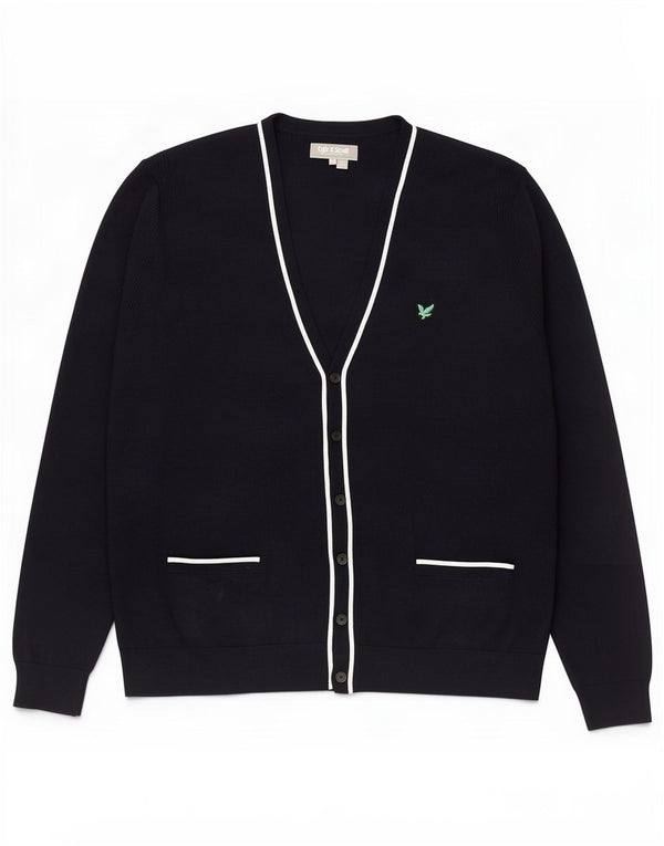 Мужской кардиган Lyle & Scott, свитер 2XL, темно-синий, мериносовая шерсть